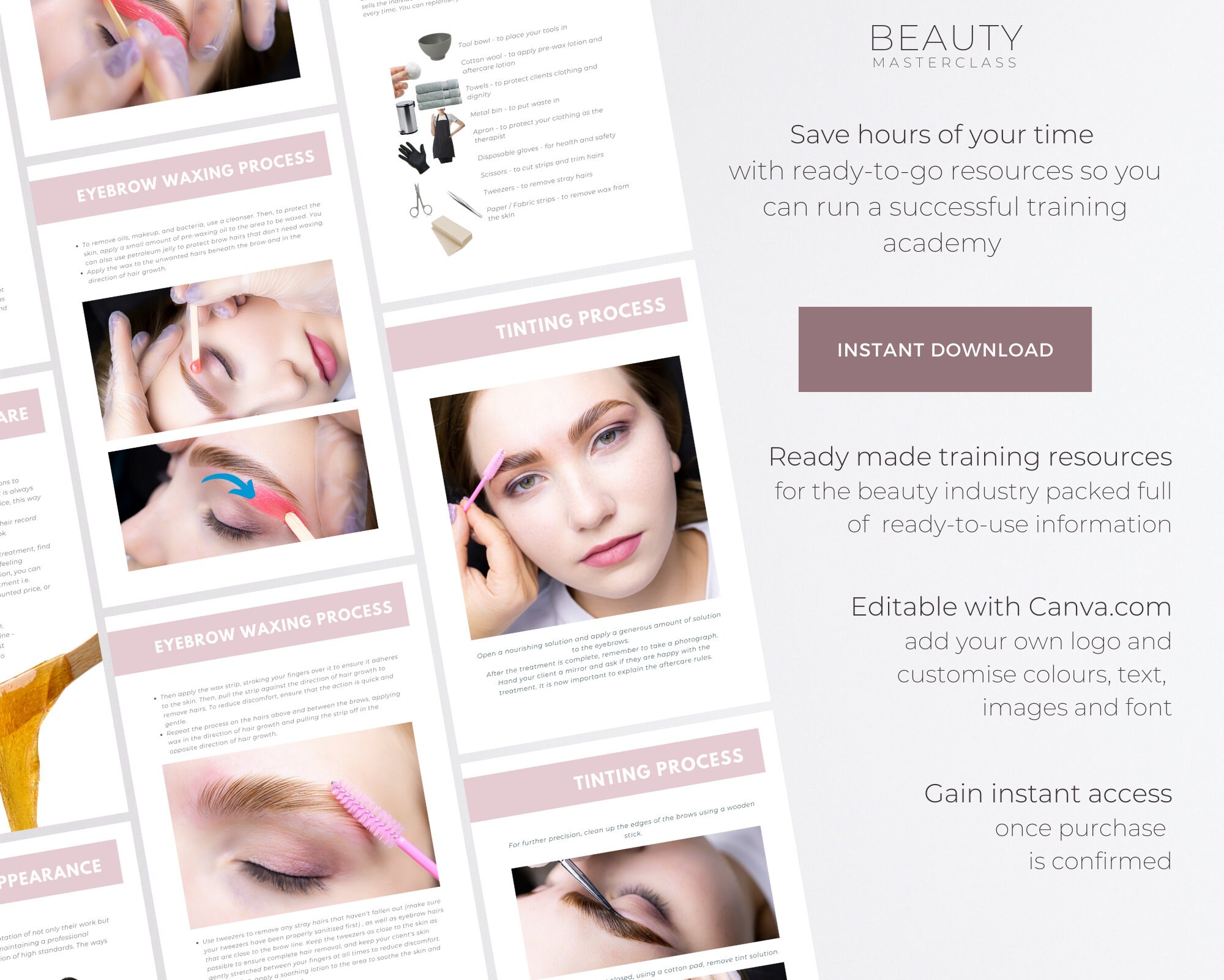 Eyebrow Wax & Tint Training Manual Editable Course for Brow Etsy Canada