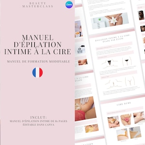 French Intimate Waxing Editable Training Manual, Wax Guide, Wax Academy Training, Esthetician Course, Student Training, eBook, Edit in Canva