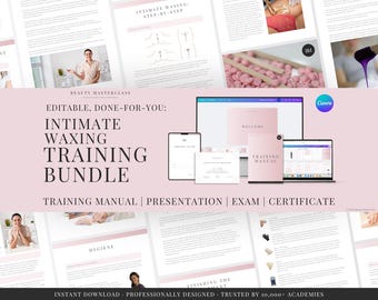 Intimate Waxing Editable Training Bundle - Presentation, Training Manual, Theory Exam & Certificate for Beauty Academy Trainers