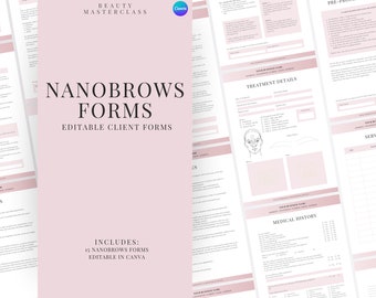 Nanobrow Forms | Aftercare, Waiver, Medical History & More | Editable Forms for Nanobrow SPMU Artists, Printable, Instant Download
