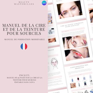 French Eyebrow Wax & Tint Training Manual - Editable Course for Brow Waxing and Tinting Trainers and Beauty Academies on Canva