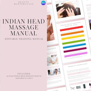 Indian Head Massage  Training Manual - Editable Massage Course for Trainers, Beauty Academies | Canva