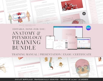 Anatomi och fysiologi nivå 3 utbildningspaket - Presentation, utbildningsmanual, teoriprov och certifikat för Beauty Academy-utbildare