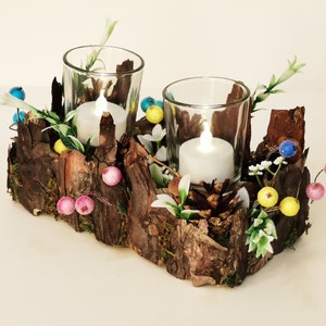 Ostara two-candles forest candle holder centerpiece image 9