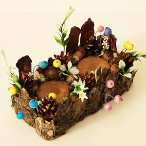 Ostara two-candles forest candle holder centerpiece image 3