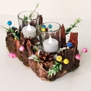 Ostara two-candles forest candle holder centerpiece image 10