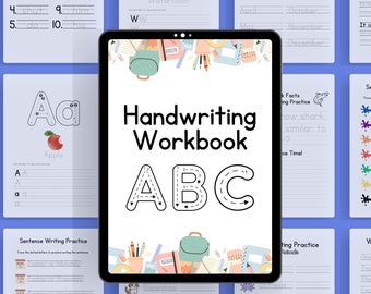 80+ Page Bundle Handwriting Workbook | Alphabet Trace and Write | Letter Learning | Handwriting Practice | Printable Workbook PNG, JPG, PDF