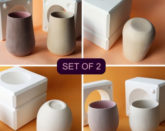 Handleless Cup Plaster Molds for Slip Casting, Casting Mold, Ceramic Mold - DC012 + DC014