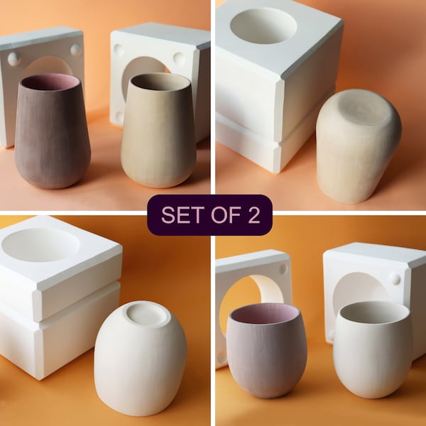 Handleless Cup Plaster Molds for Slip Casting, Casting Mold, Ceramic Mold - DC012 + DC014