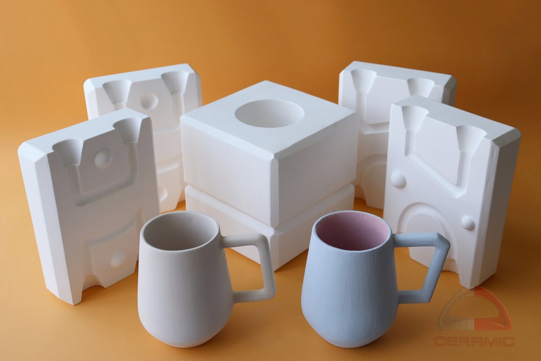 Handleless Cup Plaster Mold 2 Handles Molds for Slip Casting, Casting