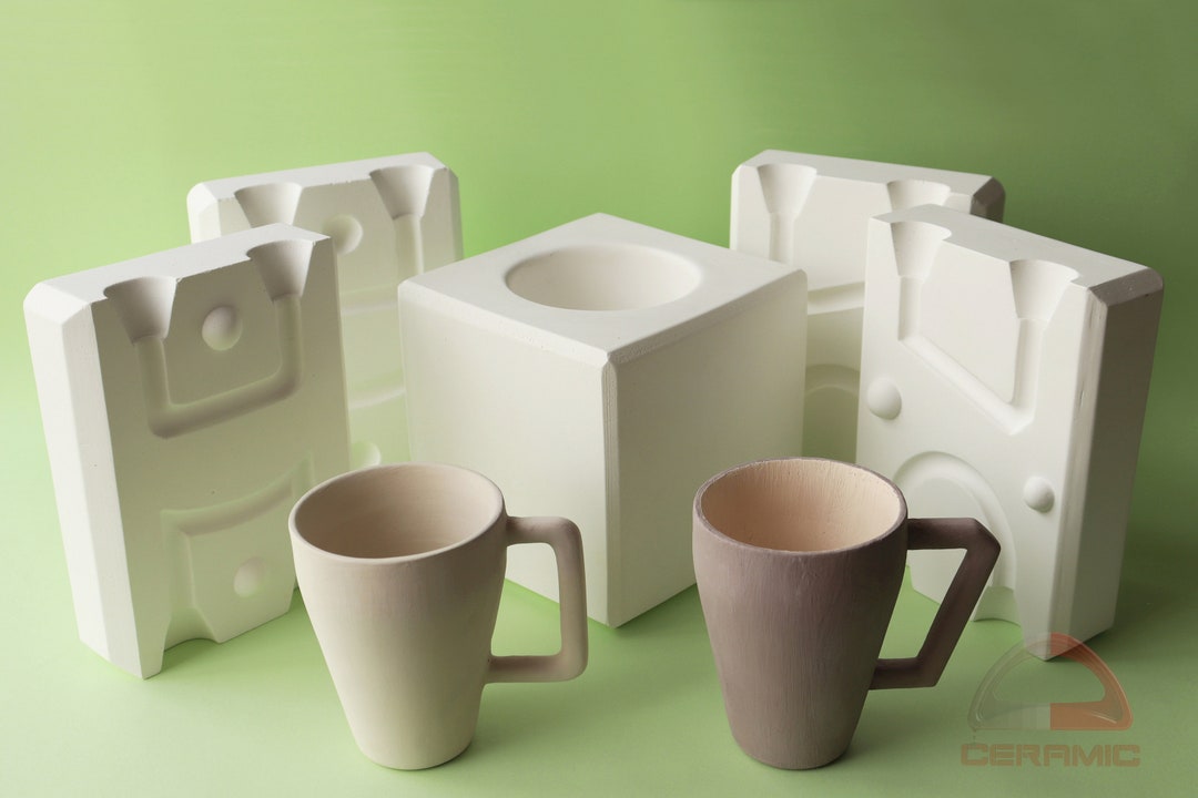 Handleless Cup Plaster Mold 2 Handles Molds for Slip Casting, Casting