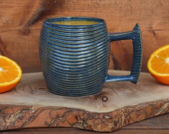 Porcelain Stripes Mug Ceramic Navy Blue