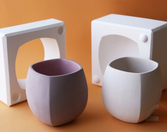 Handleless Cup Plaster Mold in Square Shape for Slip Casting, Casting Mold, Ceramic Mold - DC016