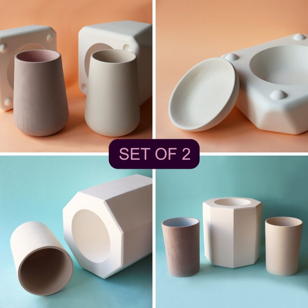Handleless Big Cup Plaster Molds for Slip Casting, Casting Mold, Ceramic Mold - DC018 + DC023