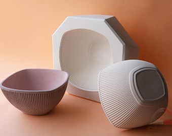 Big Bowl Plaster Mold in Vertical Stripes Shape for Slip Casting, Casting Mold, Ceramic Mold - DC001