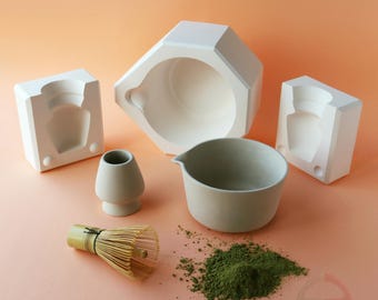 Slip Casting Plaster Molds for Matcha Bowl and Whisk Holder Set - DC040