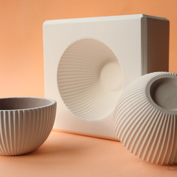 Bowl Plaster Mold in Vertical Stripes Shape for Slip Casting, Casting Mold, Ceramic Mold - DC004