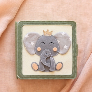 Mini Quiet Book Elephant, Busy Book with Baby Name/ Montessori Toys/ Activity book/ Children Birthday Baptism Christmas Gift