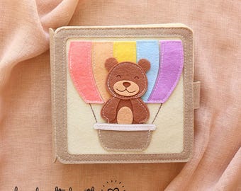 Mini Quiet Book The bear, Busy Book with Baby Name/ Montessori Toys/ Activity book/ Children Birthday Baptism Christmas Gift