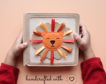 Cadeau personnalisé pour enfants, mini livre tranquille Lion, livre occupé comme cadeau de bébé pour l'anniversaire, cadeau de Pâques, jouet Montessori