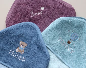Handdoek met capuchon en naam, babycadeau, geboortecadeau, babyhanddoek, handdoek met capuchon, gepersonaliseerde babycadeaus, babyhanddoek