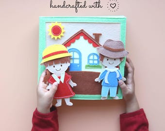 Regalo personalizzato per bambini, libro tranquillo &quot;A Happy Day&quot;, libro impegnativo come regalo di compleanno, giocattolo Montessori