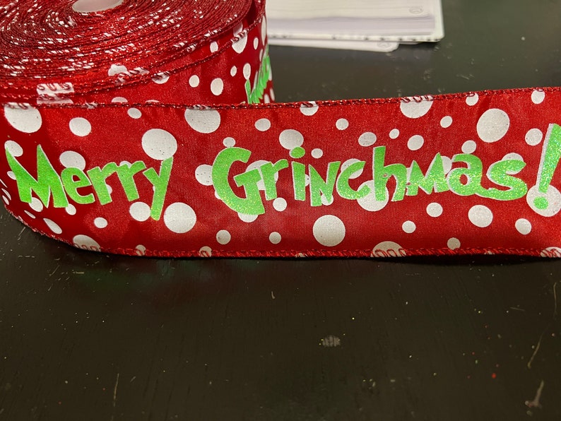 Grinch Wired Ribbon 2.5in - Etsy