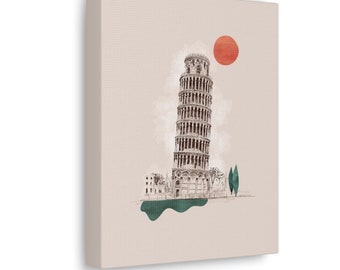 Pisa, Leaning Tower of Pisa, Travel Poster, Italy Tuscany, Fine Art Print, Giclee Art, Archival, Travel Attraction, Torre Pendente di Pisa