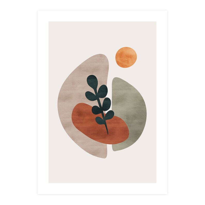 Olive Tree Abstract Art Abstract Mid Century Modern Etsy
