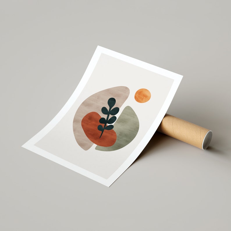 Olive Tree Abstract Art Abstract Mid Century Modern Etsy