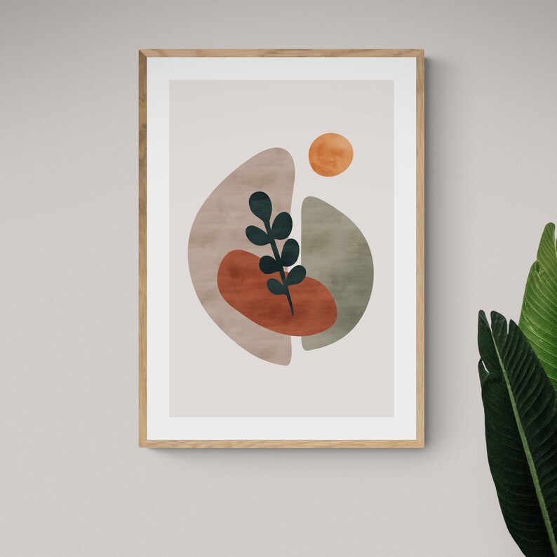 Olive Tree Abstract Art Abstract Mid Century Modern Etsy