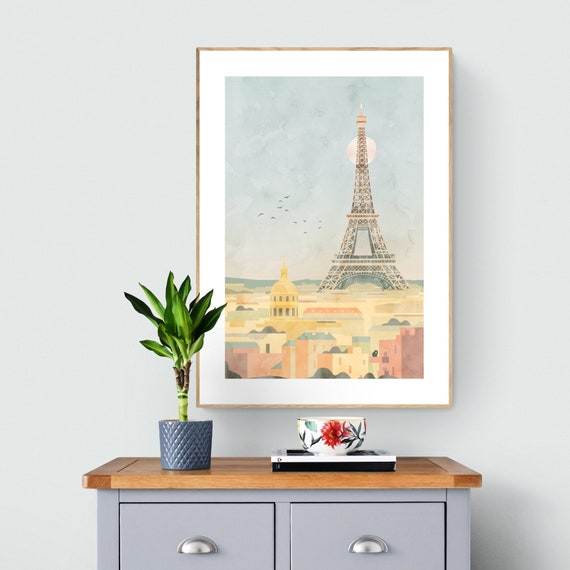 Paris Eiffel Tower Love City Art Prints Wall Art Decor | Etsy
