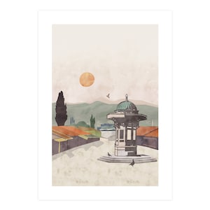 Sebilj, Sarajevo, Bosnia, Abstract Landscape, Abstract Art, Mid Century Modern, Minimalist, Scandinavian Style, Fine Art Print, Giclee Print image 2