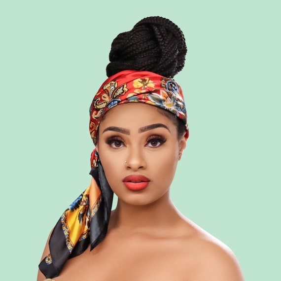 Floral Scarf Silk Scarf Satin Head Scarf Natural Hair Scarf Satin