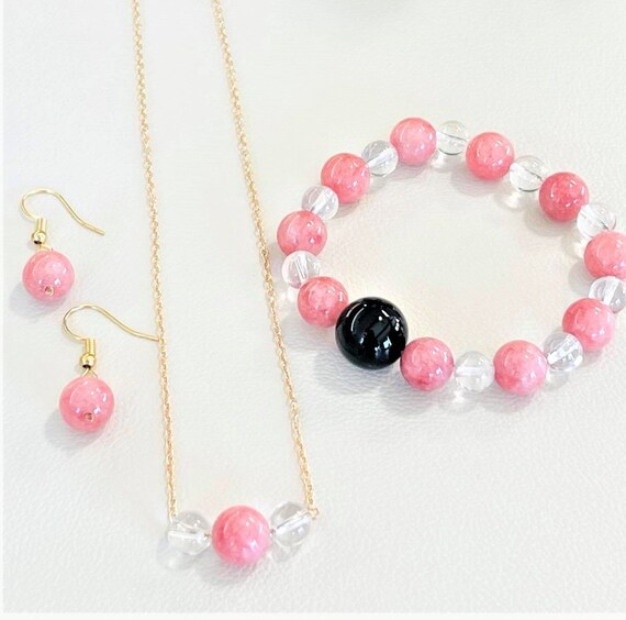 Pink Moonstone ピンクムーンストーン Crystal Quartz 水晶 Onyx オニキス Etsy