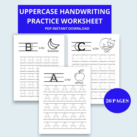 Handwriting Worksheets Alphabet Writing Practice ABC Letter | Etsy