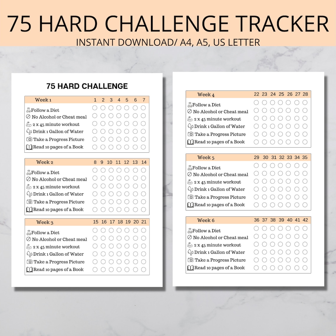Printable 75 Hard Challenge Tracker Customize And Print