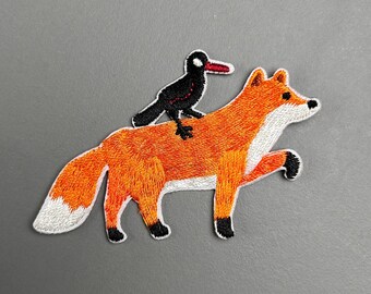 Fox and bird embroidery patches - patches, patches for sewing, gluing, custom embroidery, personalize item, patches
