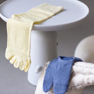 Summer Toe Socks Set | Yellow Five Toe Socks | Blue Tabi Ankle Socks | Breathable Mesh Structure | Cotton Thin Socks | Boho Gift