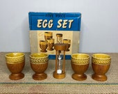 Vintage MCM Egg Set including Egg Cups Timer