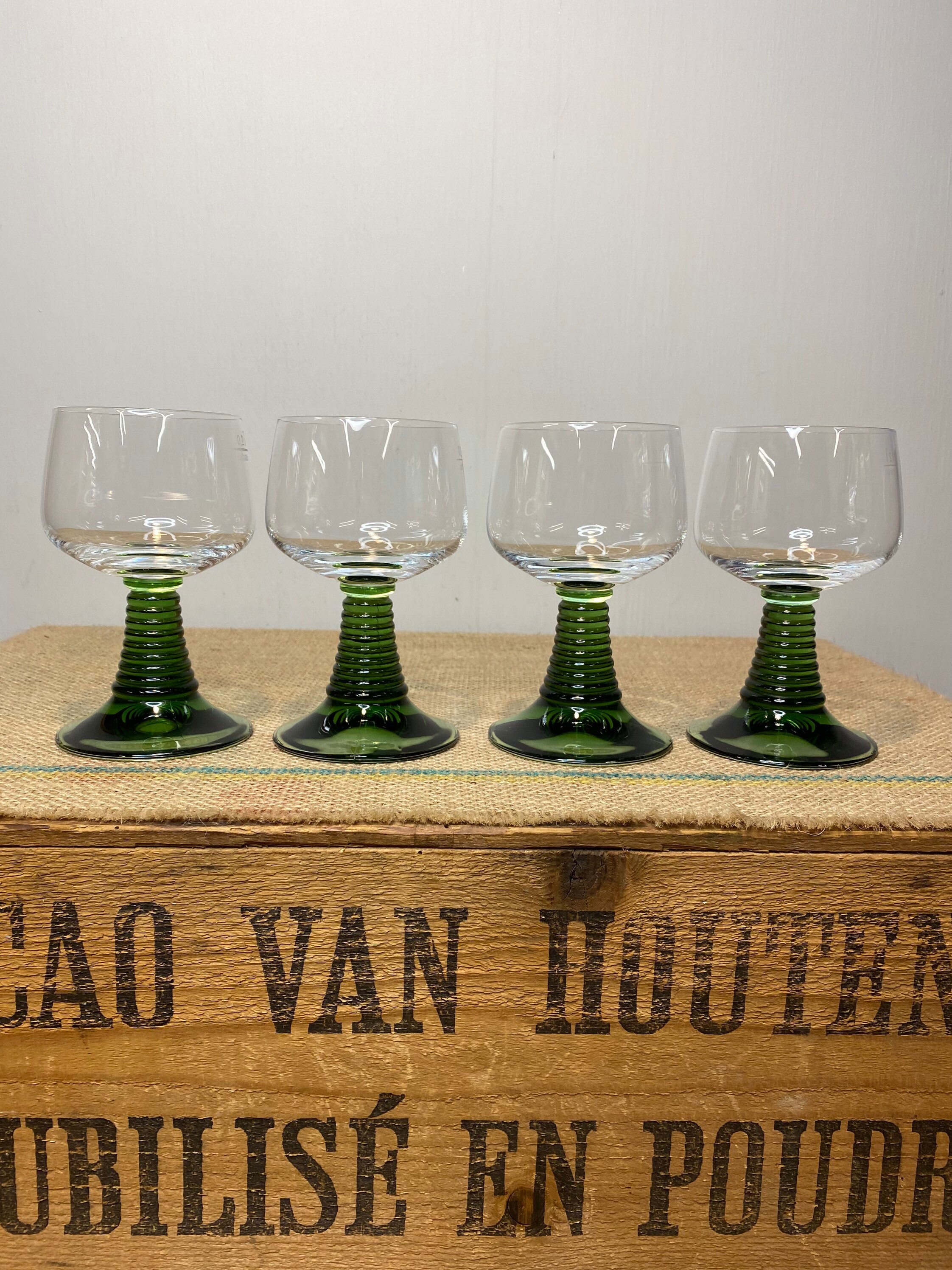 Vintage Set of Olive Green Large Beehive Glasses Etsy