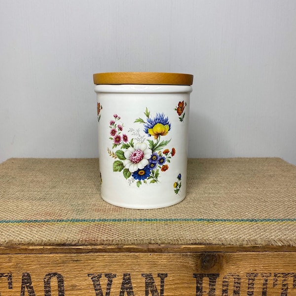 Vintage Arthur Wood  MCM Floral Storage Jar