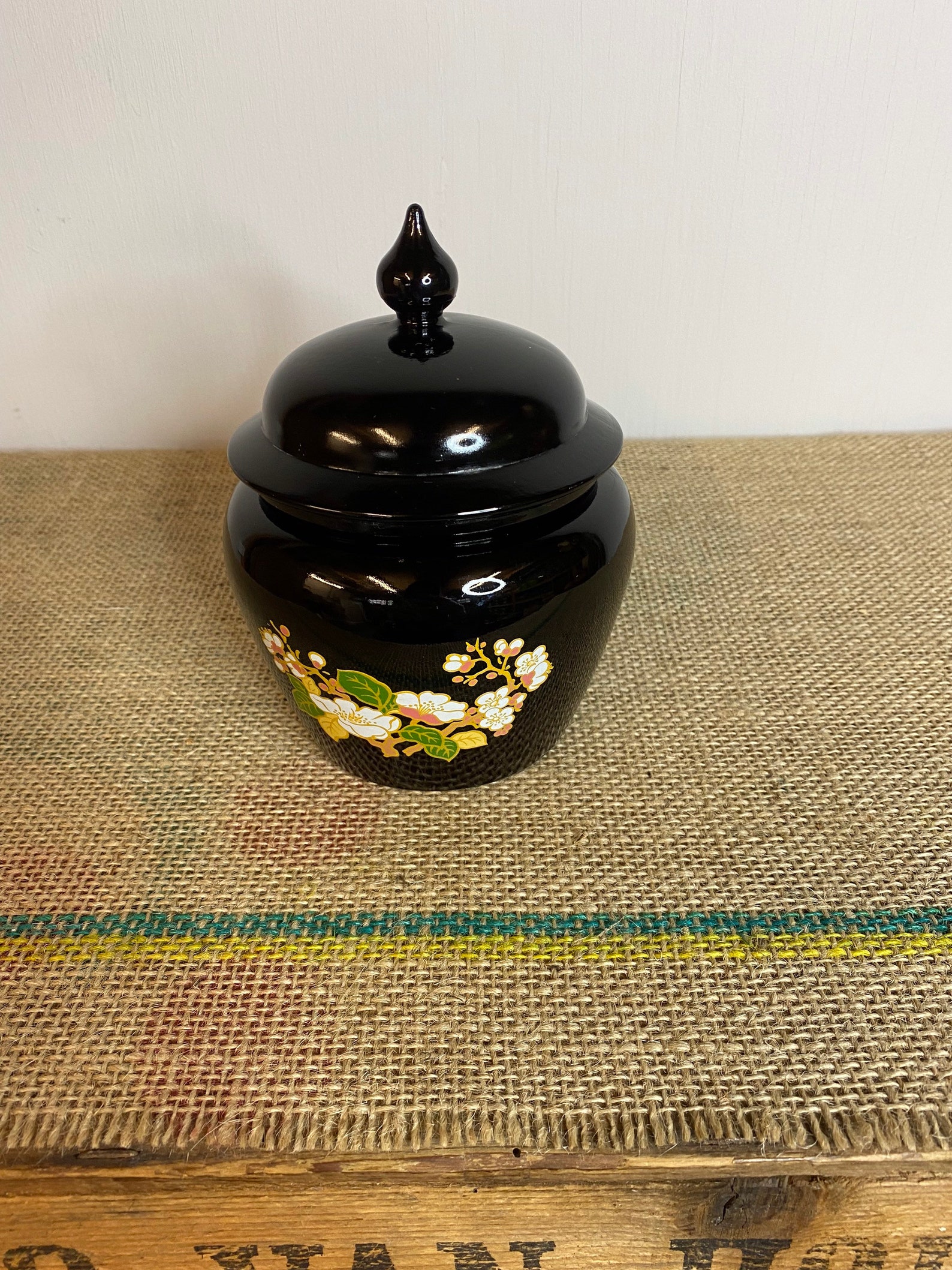 Vintage Avon Black Glass Ginger Jar Etsy