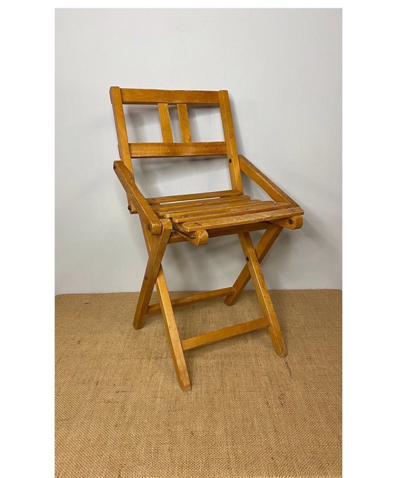 Vintage Wooden Childs Folding Chair Etsy UK