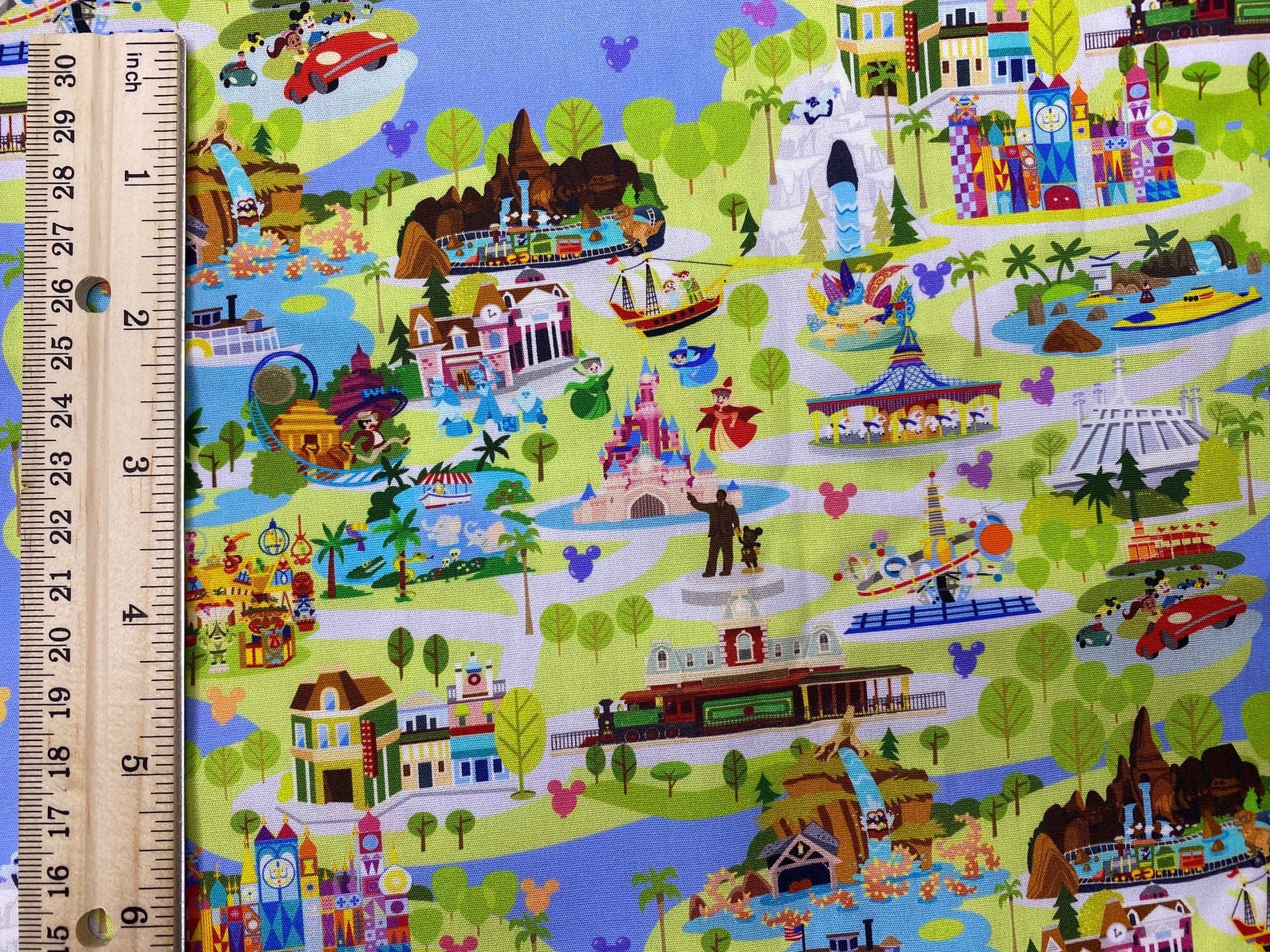 Disneyland Map Fabric Disney Fabric Etsy