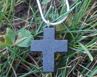 Black Stone Cross | Hand Carved Cross Pendant