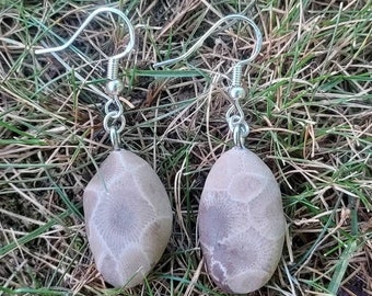 Petoskey Stone & Sterling Silver Earrings