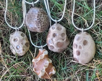 Michigan Fossil Necklace | Handmade Stone Pendant