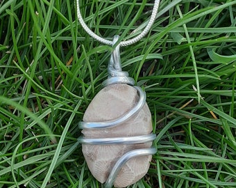 Petoskey Stone Pendant | Wire Wrapped Petoskey Stone Necklace