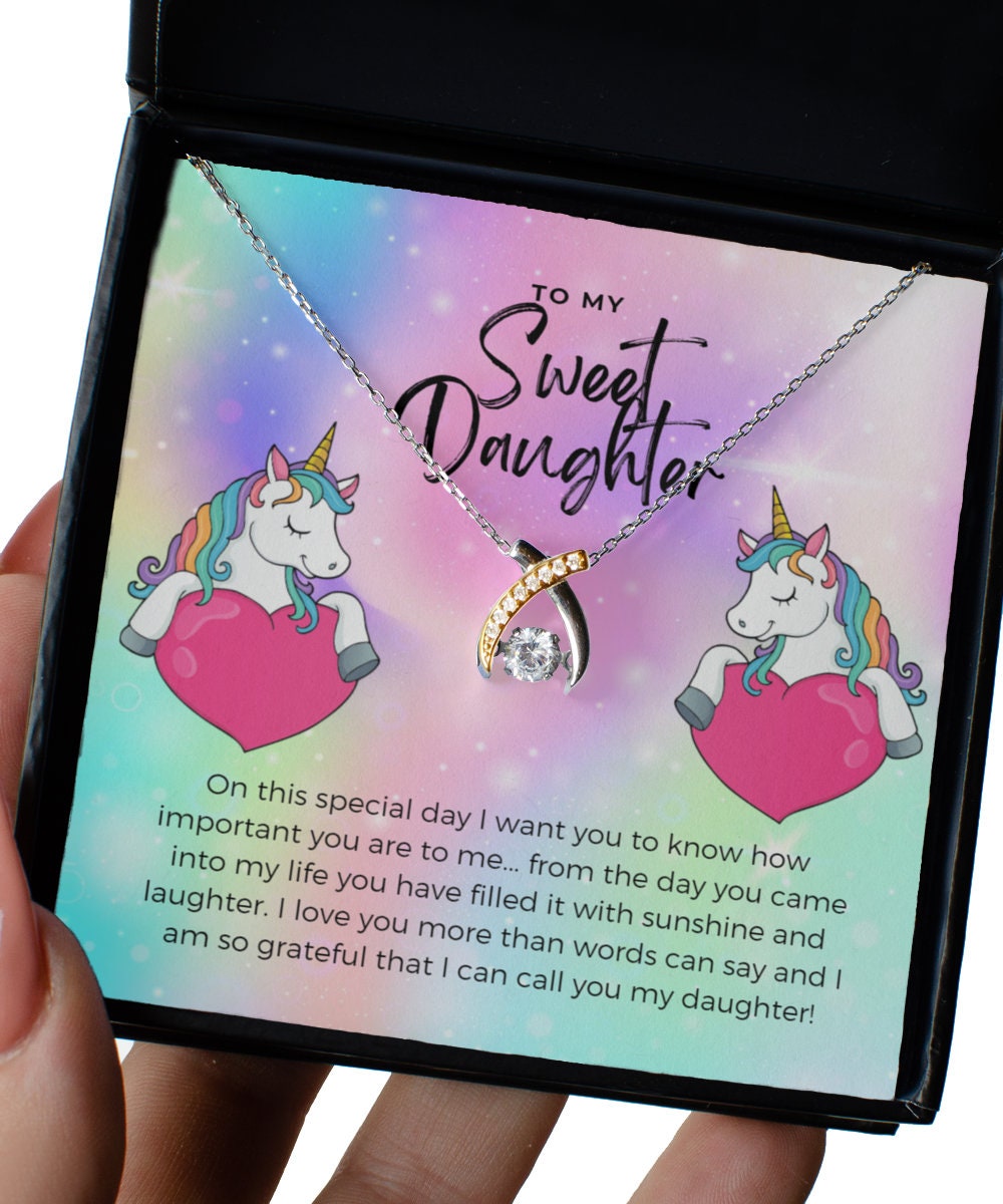Unicorn with Gift box  Daughter necklace 